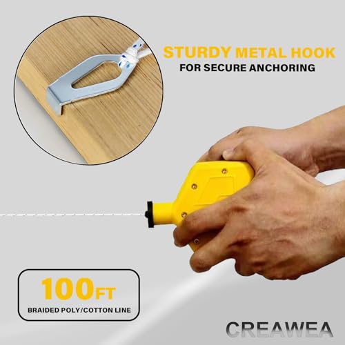 CREAWEA 2PCS Heavy Duty Chalk Line, Professional Construction Marking Tool, 100-Foot Line, Ergonomic Design, for Measuring and Layout (Yellow & Black), Chalk Not Included by CREAWEA - Image 5
