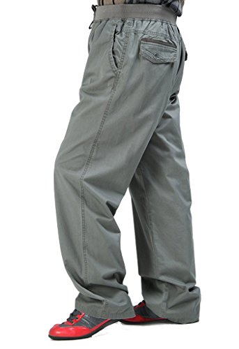 YGT Men's Full Elstic Waist Cotton Lightweight Workwear Chef Cargo Pants3