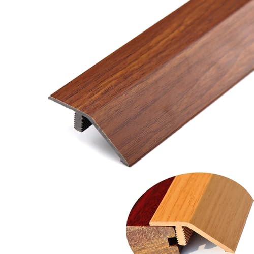 IMUNKT Rampes De Seuil en PVC, 90/120cm Barre De Seuil De Porte, Bande De Transition Au Sol/Carrelage/Moquette/Bois, Profils De Compensation De Réglage Hauteur 1-2cm(Thai Teak,L90cm)