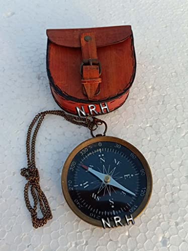 Brújula Grabada de Bolsillo con Estuche de Cuero miniatura 5