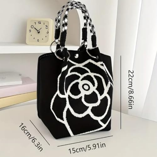 Bolsa Tote Floral Tejida a Mano, Bolsos de Hombro de Crochet, Adecuada para Todas las Ocasiones miniatura 5