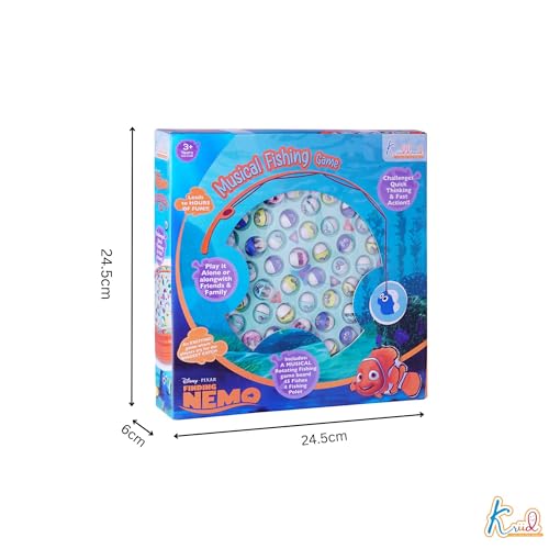 Image of Nemo Theme Musical Rotating Fishing Game for Kids - Interactive Battery Operated Learning Toy with 45 Fishes & 4 Fishing Poles - Educational Fun for Boys & Girls|Birthday Gift for Ages 3+
