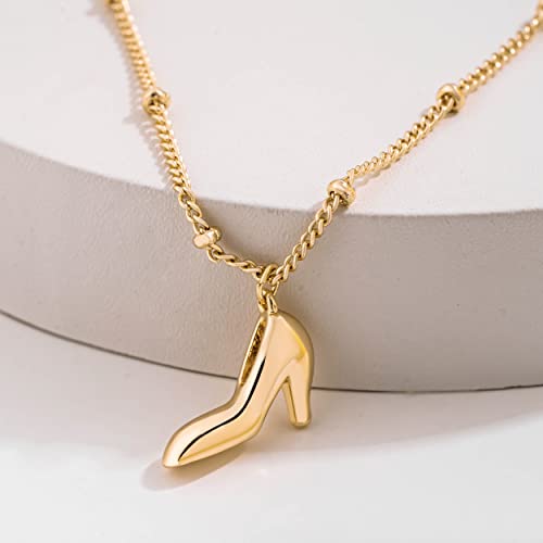 Dremmy Studios Gold High-Heeled Shoes Anklet 14K Gold Plated Dainty Shoes Bead Link Ankle Bracelet Adjustable Beach Foot Chain Jewelry Birthday Gift For Women Girls #TOP6