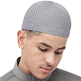 TheKufi® Grey Open-Weave Nylon Stretchy Soft and Comfortable Kufi Hat Skull Cap Beanie (L -23