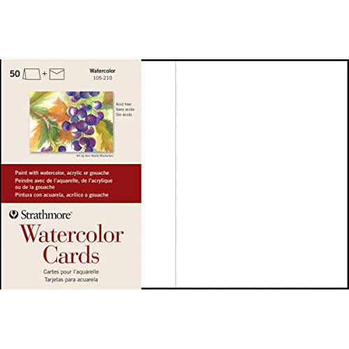Strathmore-105-210-1-Watercolor-Cards-Cold-Press-5-x-6875-50-Envelopes-Cards-Envelopes-White
