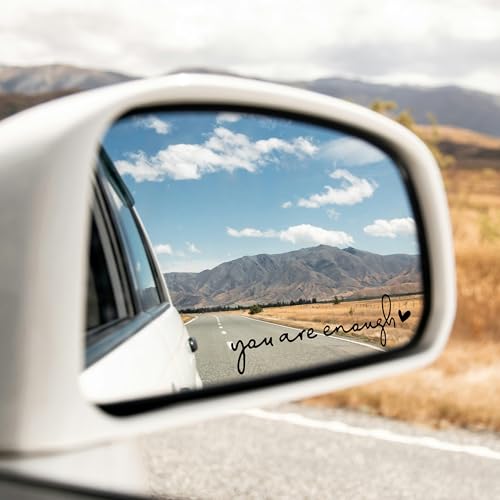 Image of Miarita 3X Hello Beautiful Rearview Mirror Decal, Vanity Mirror Stickers, Rear View Mirror Sticker, Car Mirror Stickers. (You are Enough Black)