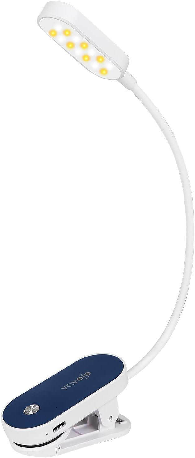 VAVOFO Rechargeable Book Light, 14 LEDs Eye Care Clip On Amber Reading
