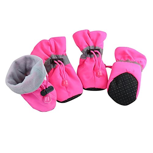 YUEMOL Hundeschuhe 4 stücke Wasserdichte Winter Haustier Hund Schuhe Anti-slip Regen Schnee Stiefel Schuhe Dick Warm for Kleine Katzen Hunde Hündchen Socken Booties (Color : F, Size : 2)