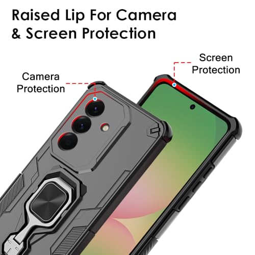 Image of TheGiftKart Back Cover for Samsung Galaxy A57 5G Case | Armor Case with Ring Holder & Kickstand in-Built | Shockproof Design | 360 Degree Protection Galaxy A57 Back Cover (PC & TPU, Black)
