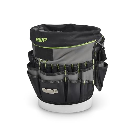 AWP Bucket Tool Organizer 51-Pocket for 5-Gallon Buckets, Water-Resistant Heavy-Duty Utility Tool Bag with Pockets for Tools, Screwdrivers, and Electrical Accessories, 1L-22051-1