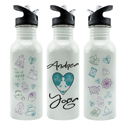 Yoga accesorios. Deportes mujer. Botella personalizada. Botella agua. Cantimplora metálica. Water bottle. StrawStop600ml. Meditacion. Mindfulness. Zen. Gym. Accesorios gimnasio. Fitness. Pilates. Yoga