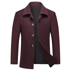 MODFUL Manteau court en laine pour homme - Chaud et décontracté - Pour l'hiver, bordeaux, M