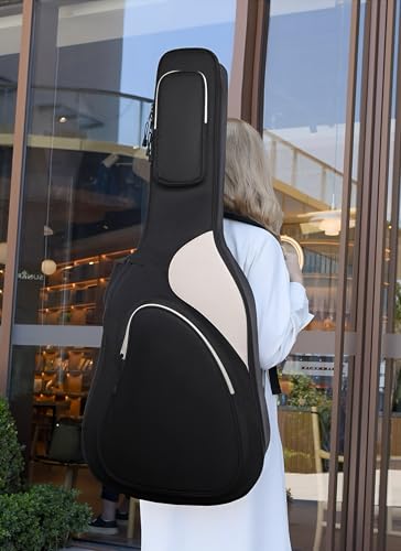 Image of The Melod Heavy Duty Padded Musical Lover 40,41,42, Inchi Acoustic Premium Guitar Bag,Case,Cover (Black and White)