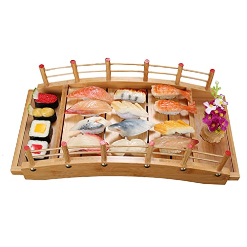 Plateau à sushis japonais en bois pont en arc taille petit avec fond amovible