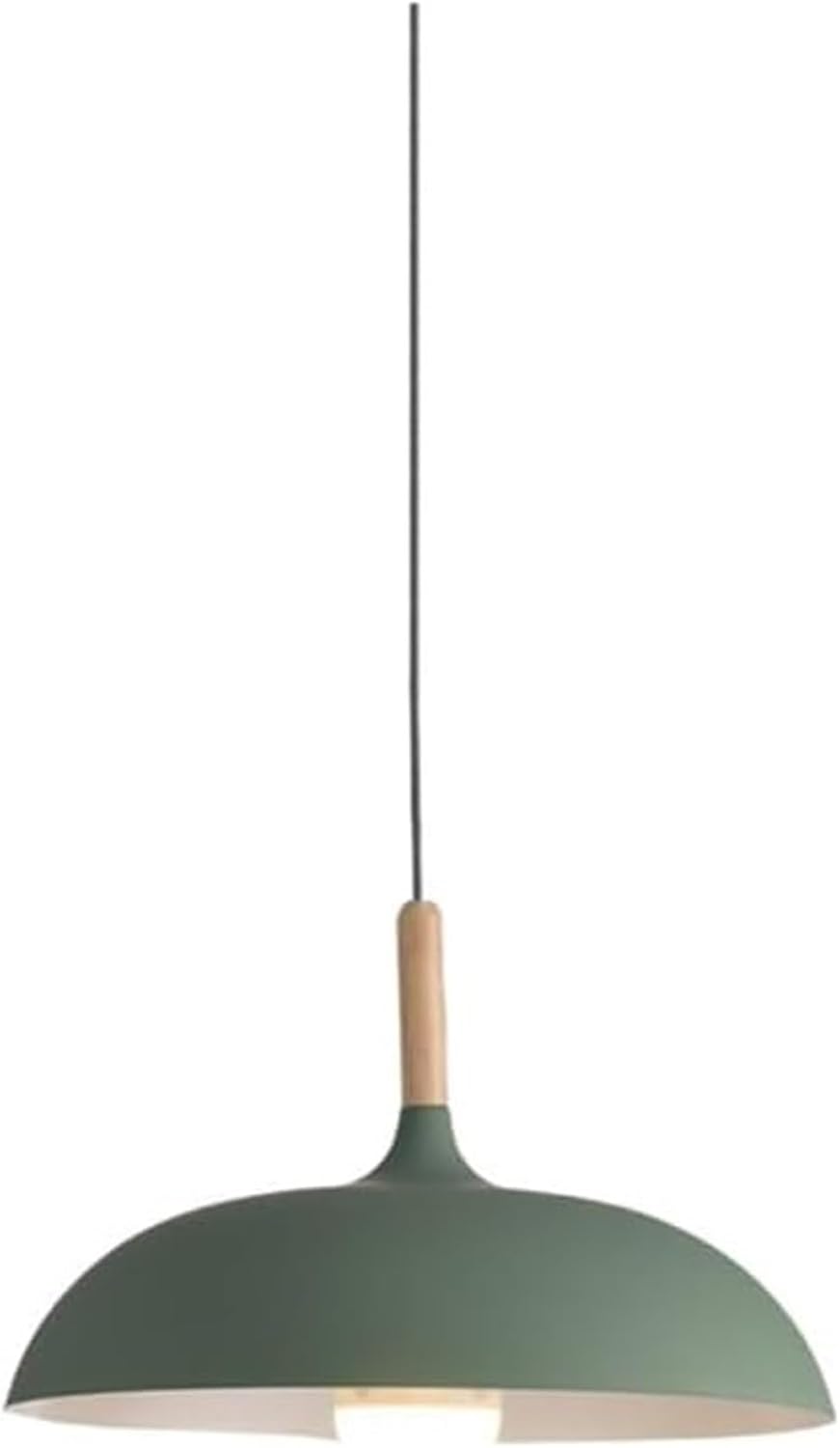 Modern Light Nordic Black Aluminum Light Fixture with Wood Accent 17.7 inch Hanging Ceiling Light for Kitchen Island Dining Room Living Room Bedroom E27 Bulb Base(Gray,45Cm)/Green/35Cm