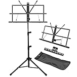 IRONTREE Music Stand - 2 in 1 Dual-Use Desktop Book Stand Folding Music Holder Portable and Lightweight with Music Sheet Clip Holder & Carrying Bag Suitable for Instrumental Performance (Black)