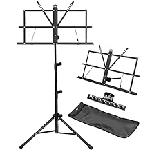 【FULLY ADJUSTABLE PERFORMANCE STAND】 Customize your setup with height adjustment from 26.4" to 52.7" and 180-degree bookplate tilting. Find the perfect viewing angle whether sitting or standing. The innovative design accommodates musicians of all hei...