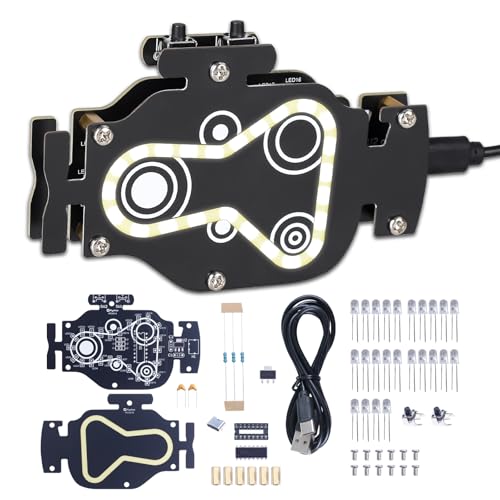 DIY Löt Bausatz mit Motor und Zahnrad – Elektronik Kit mit 4 LED Lichteffekten, STEM Lernprojekt für Anfänger und Schüler, Kreatives Tischmodell für Technikbegeisterte