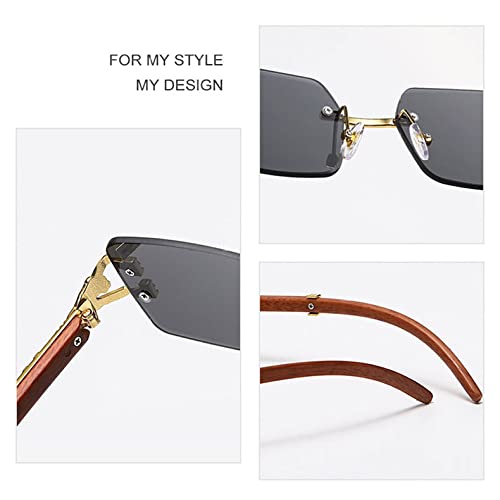 Rectangle Rimless Sun Glasses Men Diamond Leopard Decorate Eyewear Gradient Sunglasses3