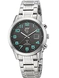 ETT Eco Tech Time Funk Solar Herren Uhr Analog mit digitalem Datum mit Edelstahl Armband EGS-11500-22M