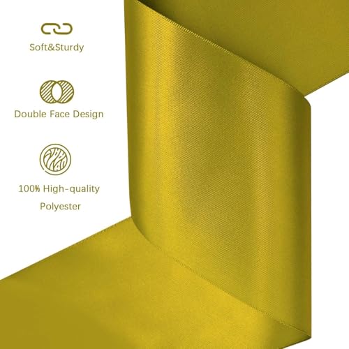 Image of Gold Satin Ribbon 4 inch X 15 Yards Polyester Ribbon for Gift Wrapping Very Suitable for Weddings Party Hair Bow Invitation Decorations and More