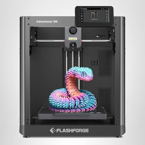 FLASHFORGE Adventurer 5M Impresora 3D con Nivelación Automática Completa, Impresión de Alta Velocidad Máxima de 600mm/s, Extrusora Directa de 280°C con Boquilla Desmontable 3S, Estructura