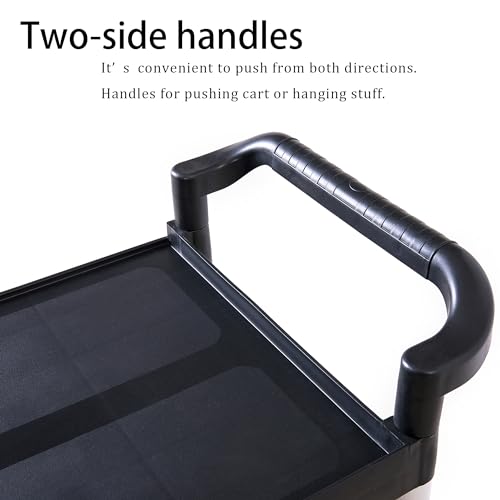 عربة لتقديم الطعام مع عجلات من 3 طبقات شديدة التحمل من اورنكات للمطاعم والمكاتب/المستودع/المطبخ/ورشة العمل/عربات الغسيل البلاستيكية - مقاس كبير