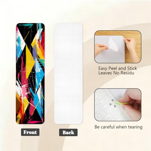Peldaños para escaleras antideslizantes y lavables de 20x76 cm con estampado triangular 5