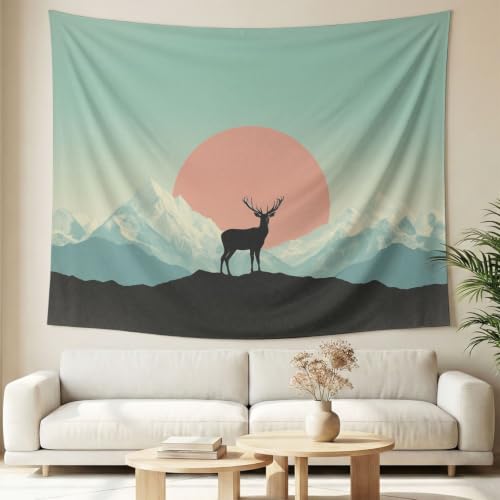 Tapisserie murale soleil et cerf pour créer une ambiance zen dans votre salon