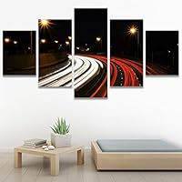 SIGNWIN 5 Panel Canvas Wall Art Light Exposure for Home Decorations Ready to Hang - 60