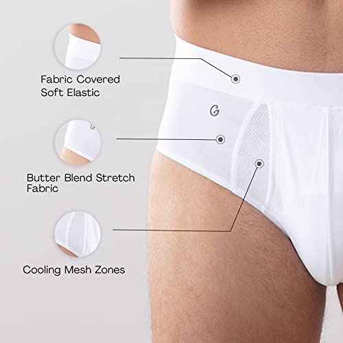 Image of GLOOT Men's Cotton Relaxed Solid Briefs (Pack of 3) (GLUCTIEBR01 White P3
