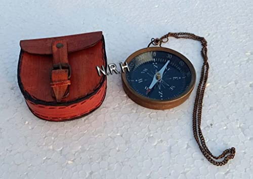 Brújula Grabada de Bolsillo con Estuche de Cuero miniatura 1