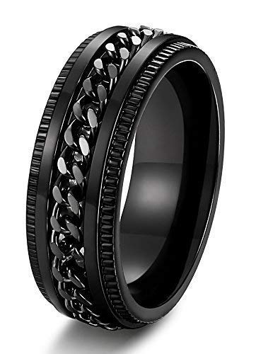 Image of Yellow Chimes Rings for Men and Boys | Black Colored Rings for Men | Stainless Steel Tough Dude Chain Rings for Men | Birthday Gift for Men and Boys Anniversary Gift for Husband