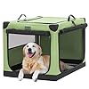 PETSFIT Collapsible Dog Crate with Patented Adjustable Fabric Cover Chewproof Lockable Mesh Doors Waterproof Base Soft Sided Kennel Green 40 Inch