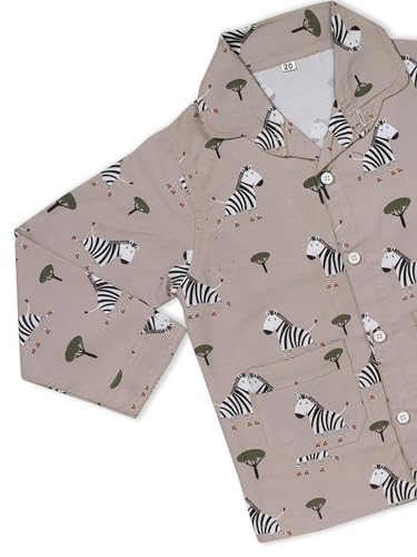 Image of MINIMATES Unisex Kids Cotton All Over Printed Night Suit Sleepwear Top & Pyjama Set Full Sleeve with Pockets for Girls & Boys with Buttons /Sleepwear for Girls /Night Dresses