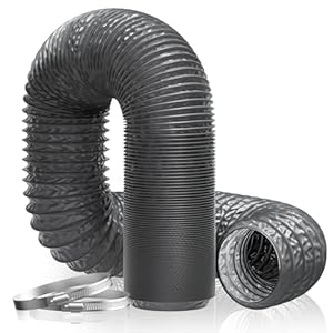 Hon&Guan ø100mm 5m langer Abluftschlauch, PVC Alurohr Flex-Schlauch Abluftrohr mit 2 Schlauchschelle Edelstahl für Mobile Klimaanlage, Trockner, Abluftventilator, Abzugshaube, Belüftungssystem, Grau