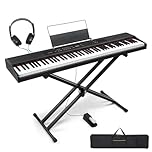 LALAHO 88 Key Piano Keyboard Portable Keyboard Piano with Stable Piano Stand, Professional 3 Pedal, 2 Headphone Jacks, Bluetooth, MIDI, 128 Rhythms and 128 Tones(Black)