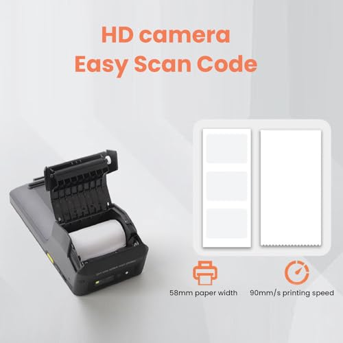 Image of POS Receipt Printer with Android 11, 5 Inch HD Touchscreen, Integrated 58mm Thermal Printer, 4G WiFi BT NFC, and 1D 2D QR Code Scanner for Retail