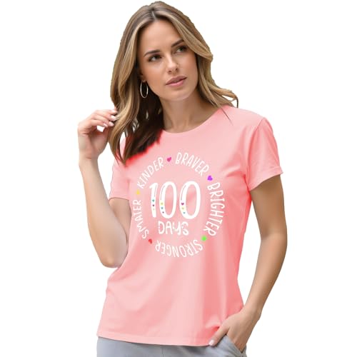 qdl 100th Day of School Teacher Shirt - I Am 100 Days Smarter T-Shirt for Women 100 Days of School Tee