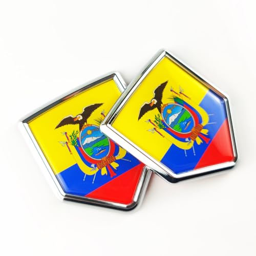 Image of Newperlite Ecuador Flag Decal Sticker Car Emblem Ecuadorian Flag Car Decoration Accessories Chrome Shield for Truck Vehicles Cars, 2 Pack