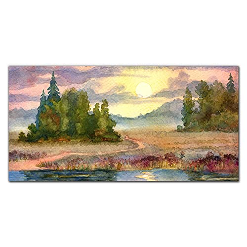 Tableau en verre trempe haut de gamme 100x50cm coucher de soleil sur l'arbre
