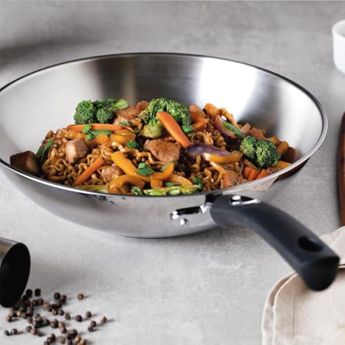 Wok de acero inoxidable con tapa de vidrio 12.5 pulgadas miniatura 5