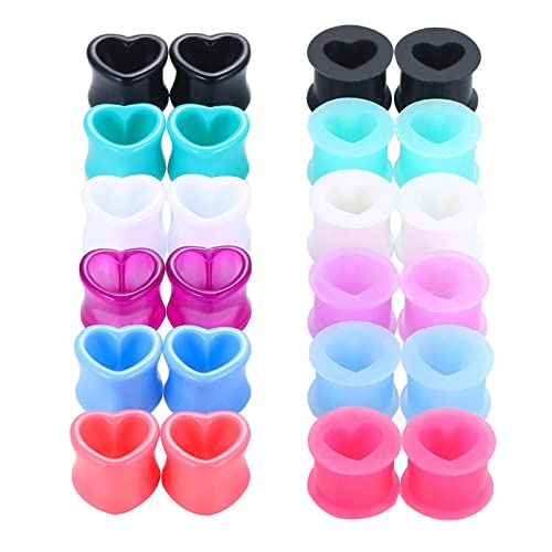Colaxi Conjunto de 24 alargadores de orelha de silicone finos flexíveis para homens expansores de di