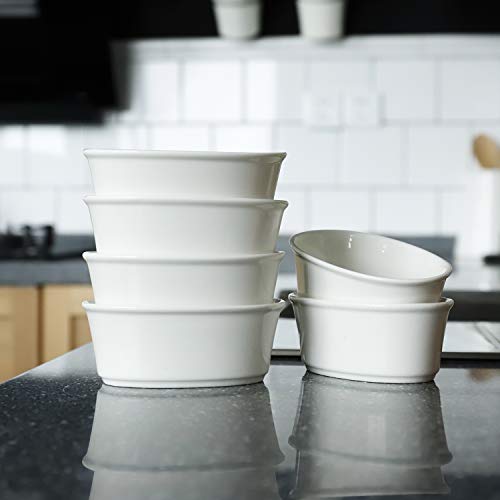 image for Sweese 506.001 Porcelain Ramekins 6 Ounce Souffle Dishes, Oval Ramekin