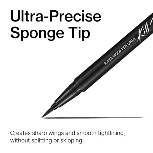 Image of CLIO Superproof Pen Liquid Eyeliner, Waterproof Smudge Proof Long Wear, Ultra Precision Sponge Tip, One Stroke High Pigment Color, Fast Dry Formula, Sharp Wing, Safe for Sensitive Eyes (001 Black)