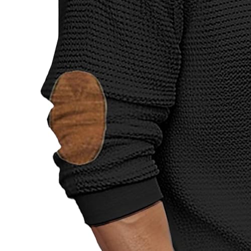 Pull col rond en maille gaufrée patchwork vintage premium