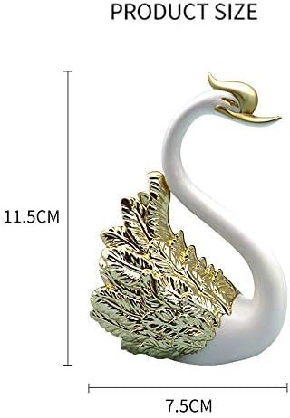SACALA 2Pcs Golden Swan Cake Topper Ornaments, Pair of Swan Figurines for Car Dashboard Decorating, Statues for Home Party Wedding Christmas Decorations