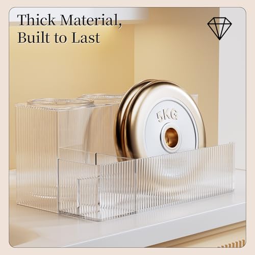 Delamu Hair Tool Organizer, Clear Acrylic Hair Dryer Holder with Detachable 3 Cups, Transparent Wave Design, Stylish And Durable, Ideal for Makeup, Vanity, Bathroom countertop Organizers and Storage - Image 8