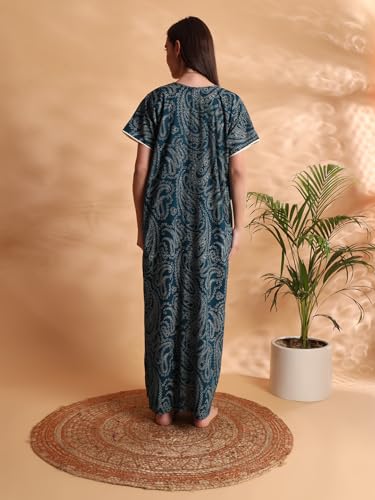 Image of G4Girl Pure Cotton Embroidery Nighty for Women's | Night Gown | Nighty | Nightdress | Maxi | Sleepwear | Jaipuri Nighty | Nighties | Gown