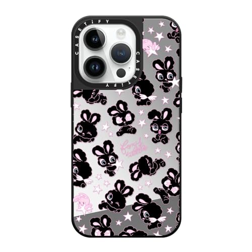 CASETiFY �~���[ iPhone 14 Pro �P�[�X [����(�X�}�z�J�o�[) / MagSafe�Ή�/�w��h�~] - Black Bunnies Star Mix - �V���o�[ (�u���b�N�o���p�[)